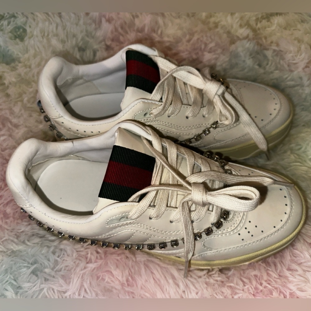 New Gucci Re-Web Crystal Chain Sneakers Size 38 - Picture 2 of 16